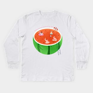 Watermelon swimming pool,Summer, playing in the water Kids Long Sleeve T-Shirt